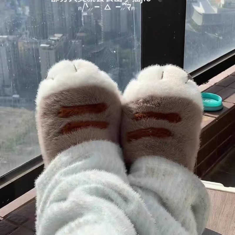 Couple's Thick Home, Indoor Home, Warm Cotton Shoes, Outdoor Wear, Cat Claw, Cute and Fun Slippers, Cute Dormitory, Winter Plush