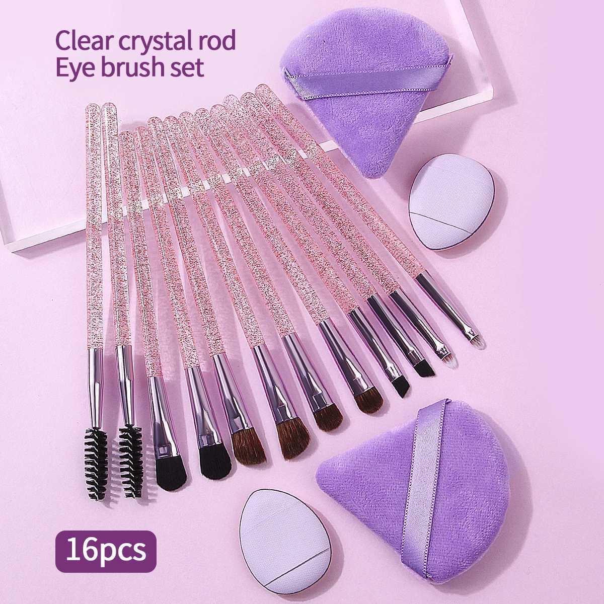 16pieces Eye makeup brush set eyeshadow brush mascara brush eyeliner brush triangular powder puff mini powder puff C251122