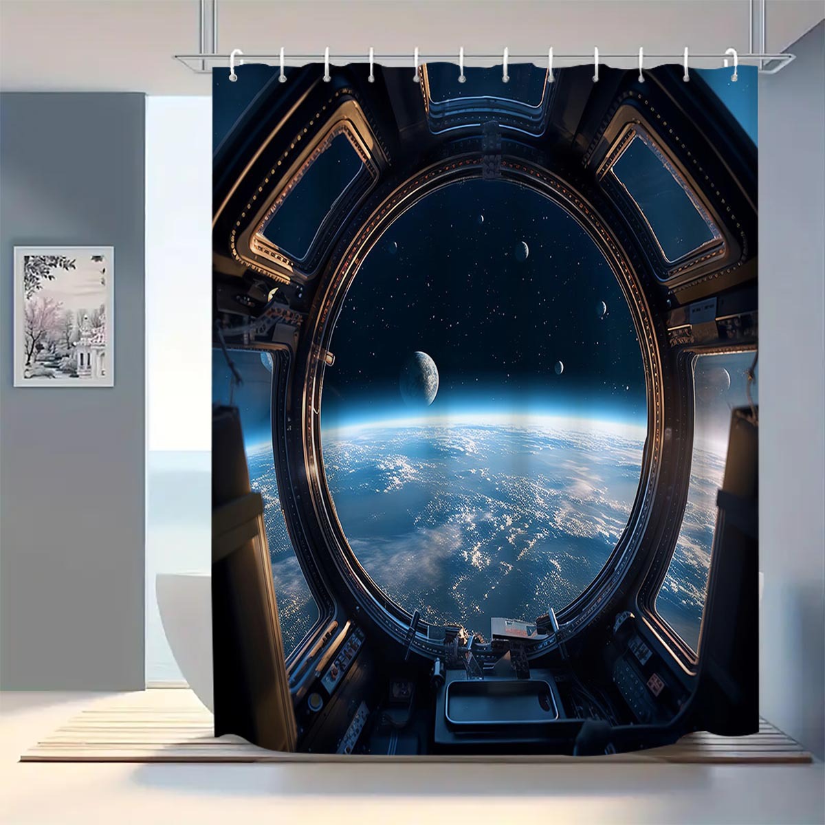 YL-37783 Checkered Waterproof Shower Curtain, Anti-mildew Bathroom Toilet Shower Separator Curtain