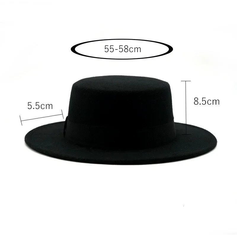 Winter Autumn Fashion Women Men Unisex Wide Brim Panama Hat Autumn Winter Gentleman Elegant Jazz Church Cap Beige Black Red 250430