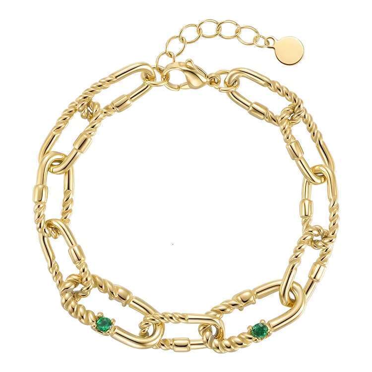 DHCollections Latest High Quality 14K Gold Plated Stainless Steel Jewelry Twist Chain Color Zircon Accessories Bracelet B212261