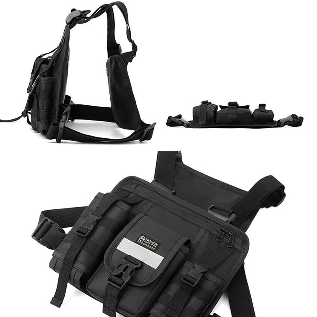 New tactical function package mens outdoor hiking casual vest bag with adjustable shoulder straps Spacious durable tactical chest bagC250421
