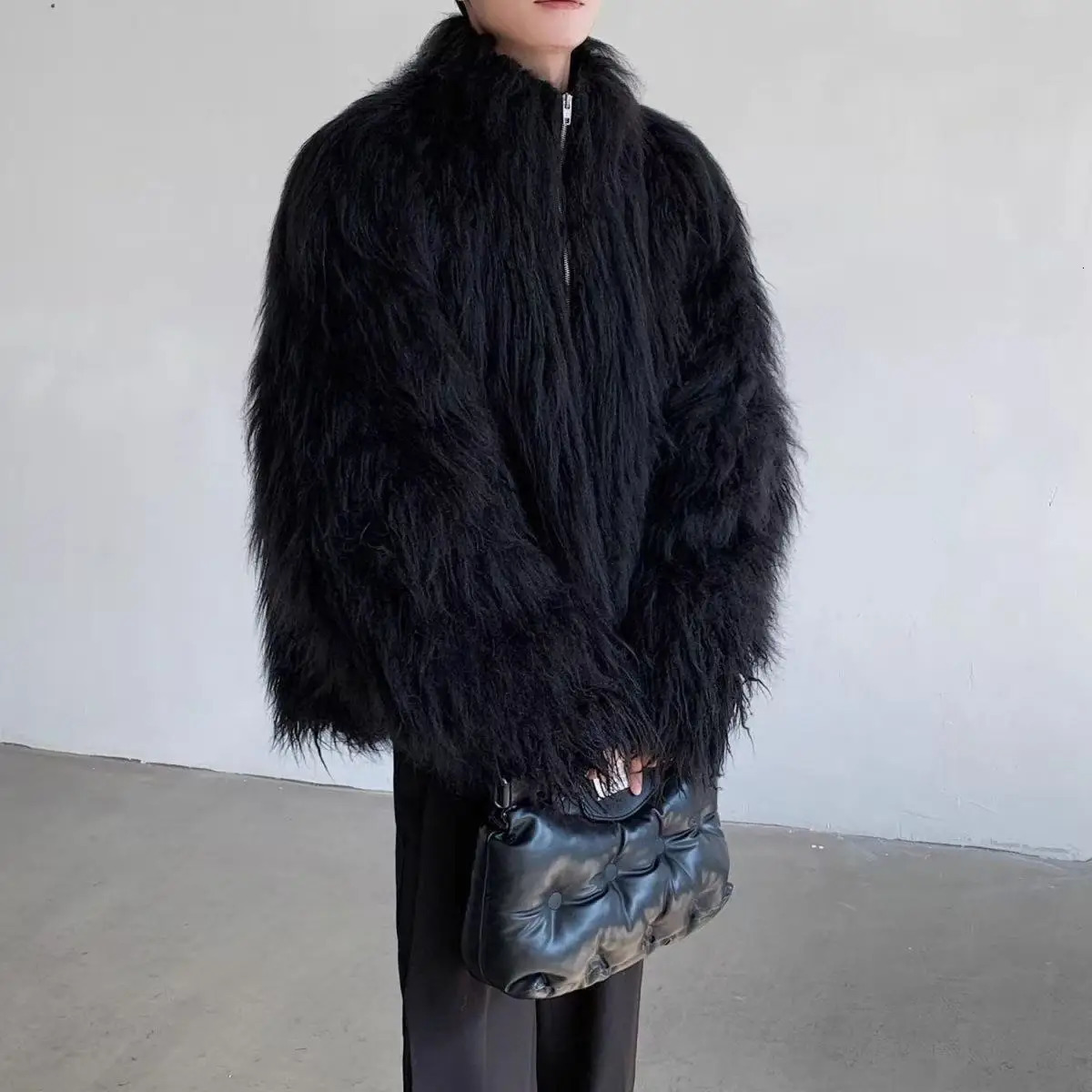 Autumn and winter warm fur highend vintage cotton coat long hair jacket fashionable mens womens 251103