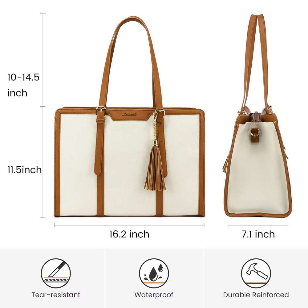 DHGadgets Fashion School Shoulder Bags Work Business Travel 15.6 17in Laptop Tote Bag Women Briefcase 2pcs Handbags Set