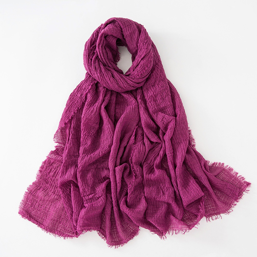 K478 New cross-border cotton and linen scarf for women in spring and autumn, pure color sun protection and warm shawl, simple retro fur Japanese and K