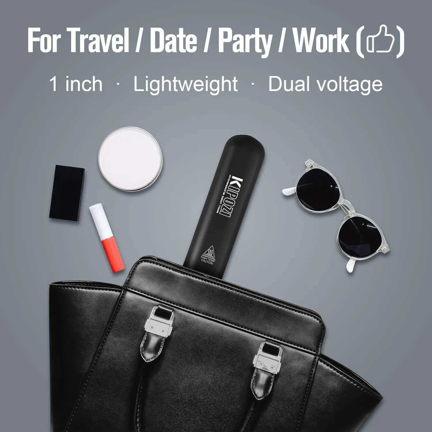 KIPOZI 1 Inch Hair Straightener Ceramic Flat Iron Adjustable Temp Straightens and Curls180-450 Dual Voltage BlackT251122