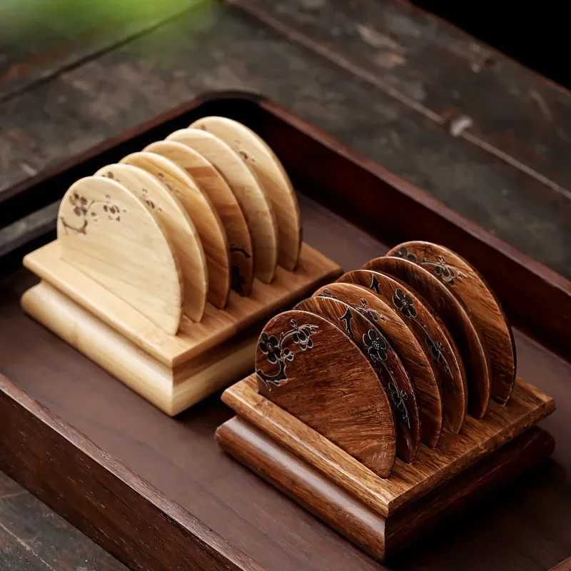 Chinese Coasters Placemat Bamboo Waterproof Insulation Pad Tea Coffee Cup Pad Kitchen Table Decoration Table Coaster Plate Mat C251122
