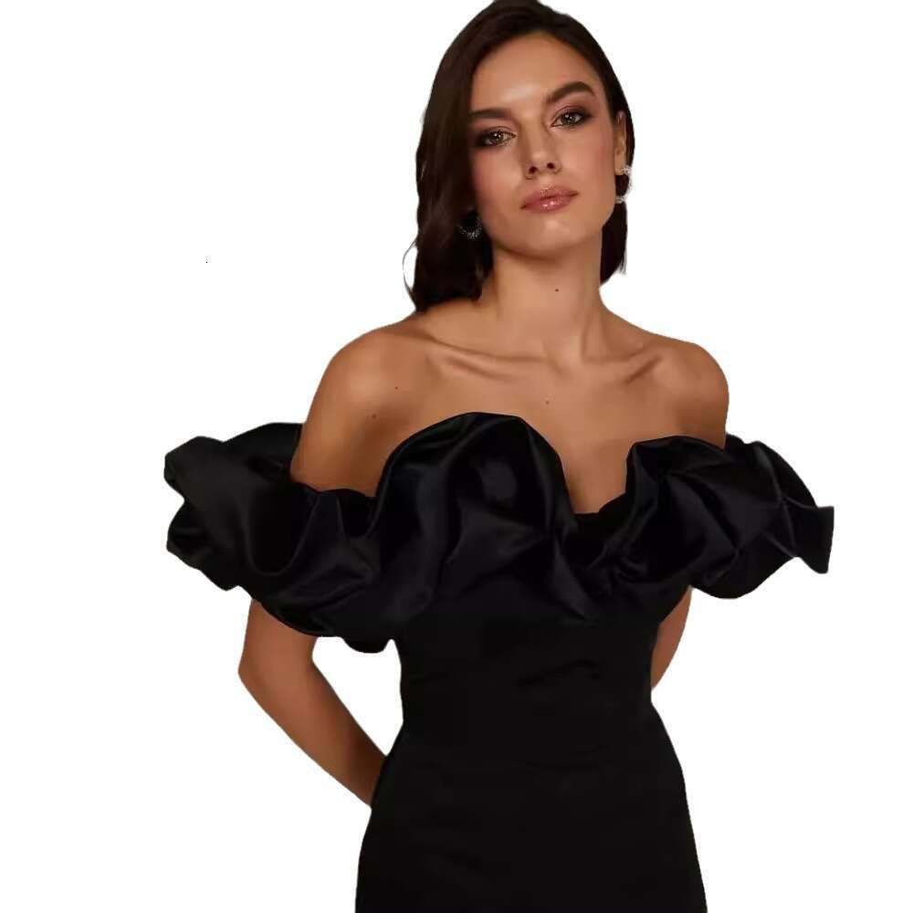 Floral Dress White Dress Promdress Dress Designer Dress 2025 Summer Socialite Girl Ruffled Sexy Sloping Shoulder High-end Temperament Dress