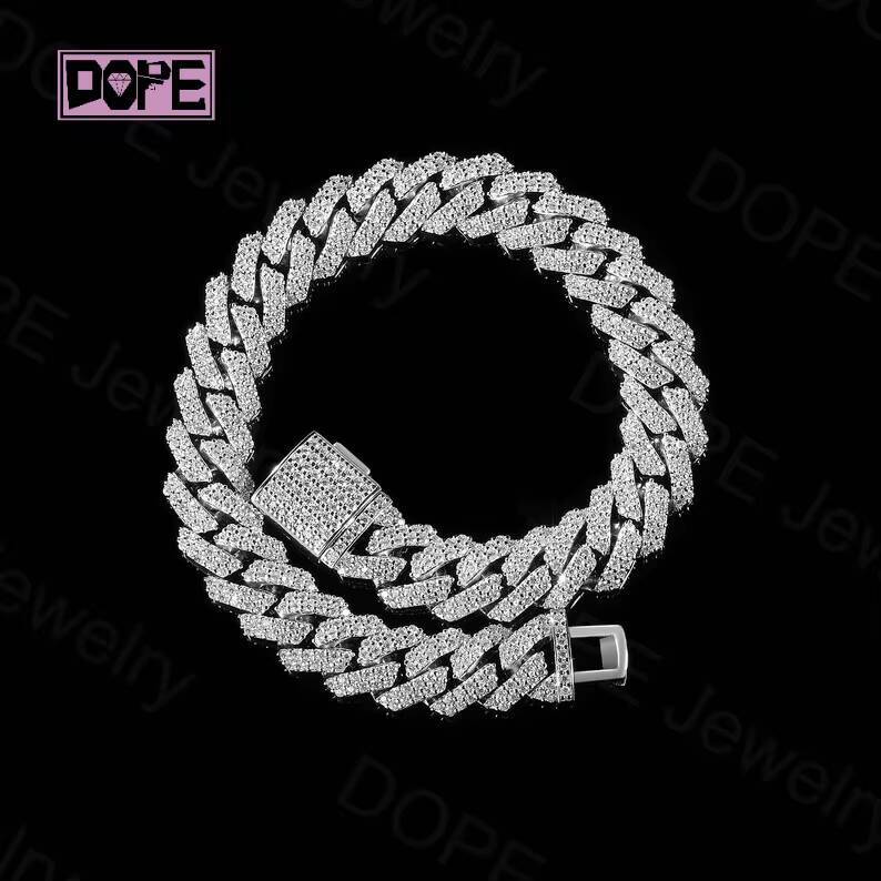 GRA Certificate 14MM Moissanite Bracelet Hiphop Iced Out Jewelry Men VVS Diamond 925 Silver Cuban Link Bracelet