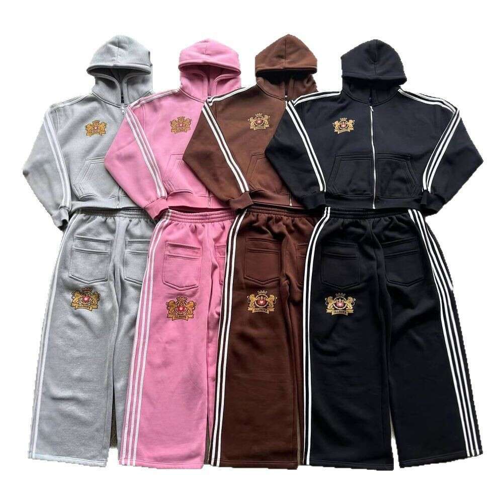 2025 American three bar zipper cardigan jacket hooded sweatshirt casual campus style men