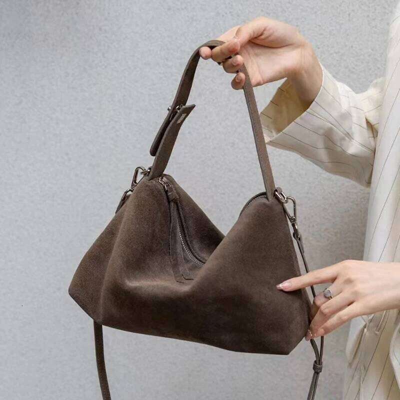 Women Genuine Shoulder Bags Female Fashion Boston Tote Soft Matte Suede Cow Leather Lady A Large Handbag