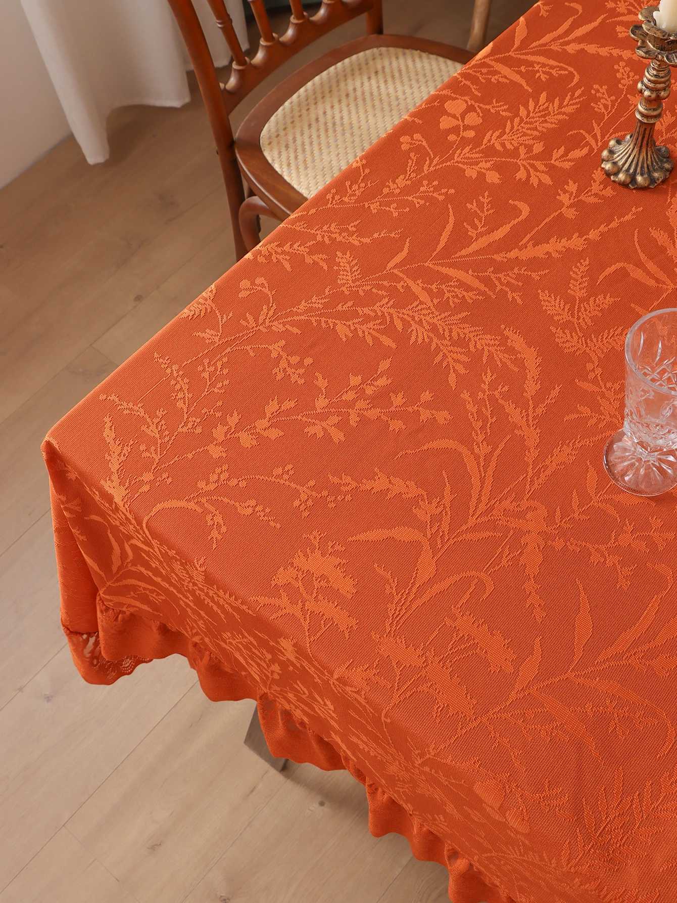 Orange Lace Thickened Ruffle Tablecloth Living Room Bedroom Coffee Table Luxury Decorative Tablecloths C251122