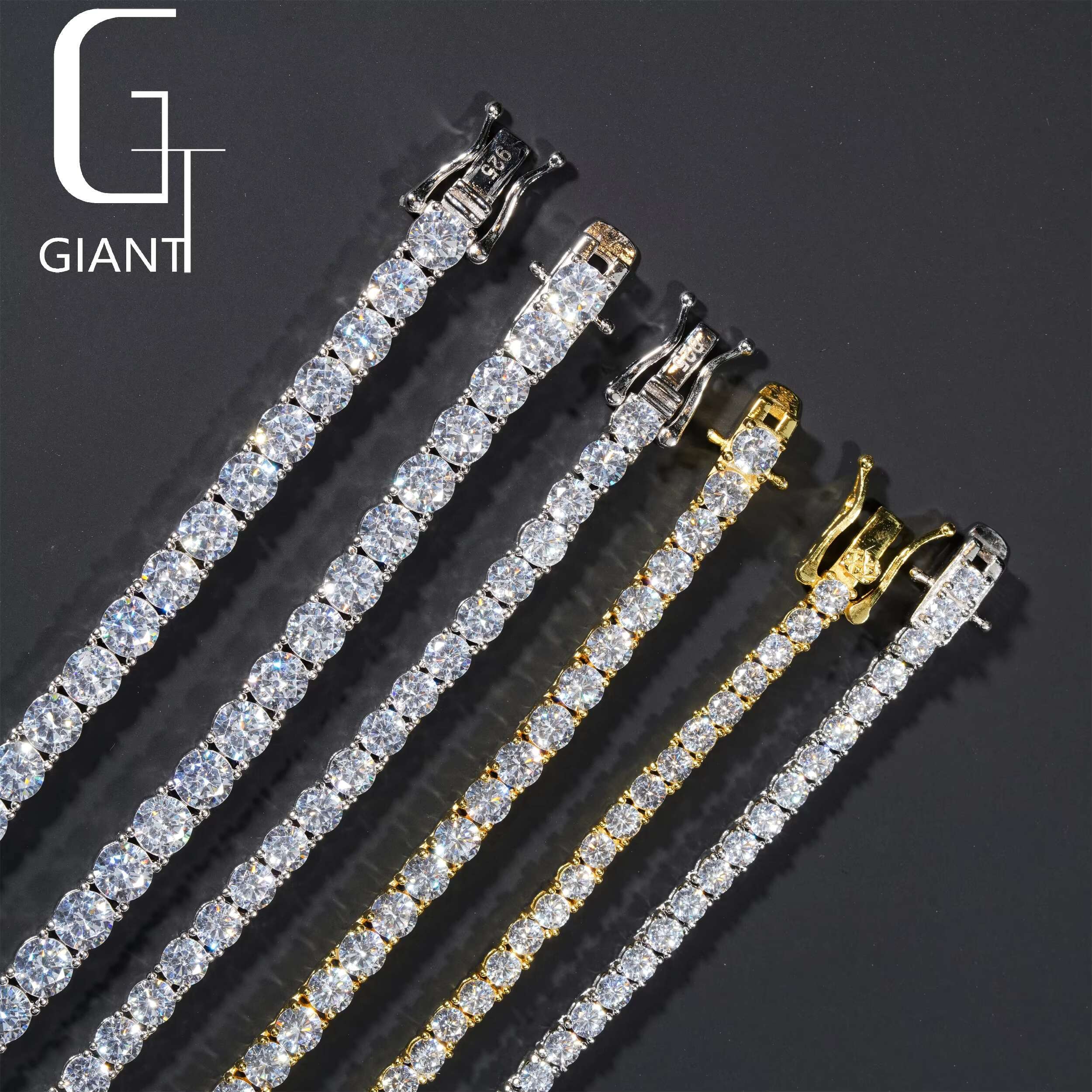 Bulk Stock Hip Hop Iced Out Jewelry 925 Sterling Silver VVS1 2mm 3mm 4mm 5mm 6.5mm Moissanite Diamond Cluster Tennis Bracelet