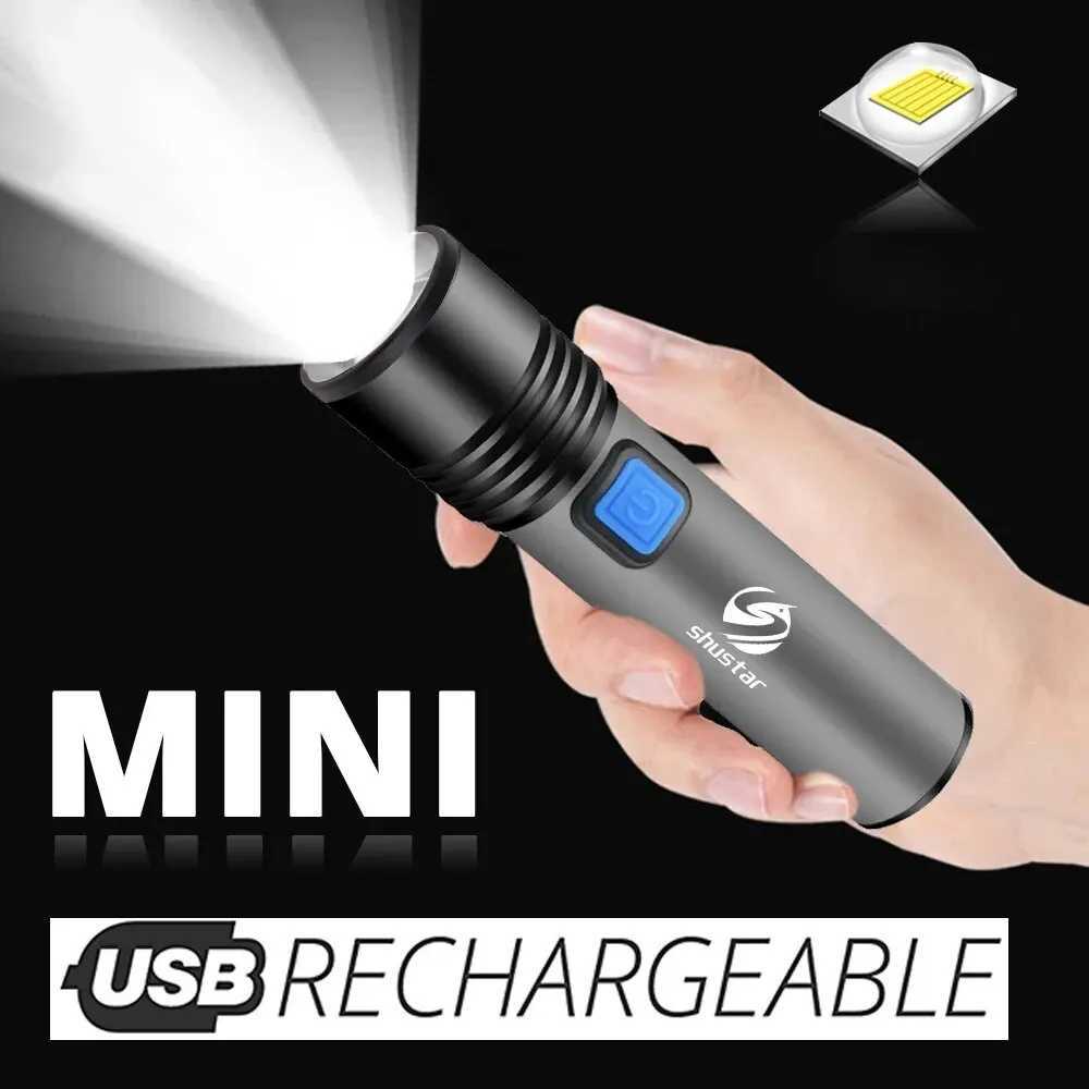 USB Rechargeable LED Flashlight With LED Built in 1200mAh Lithium Battery Waterproof Camping Light Zoomable Torch C251122