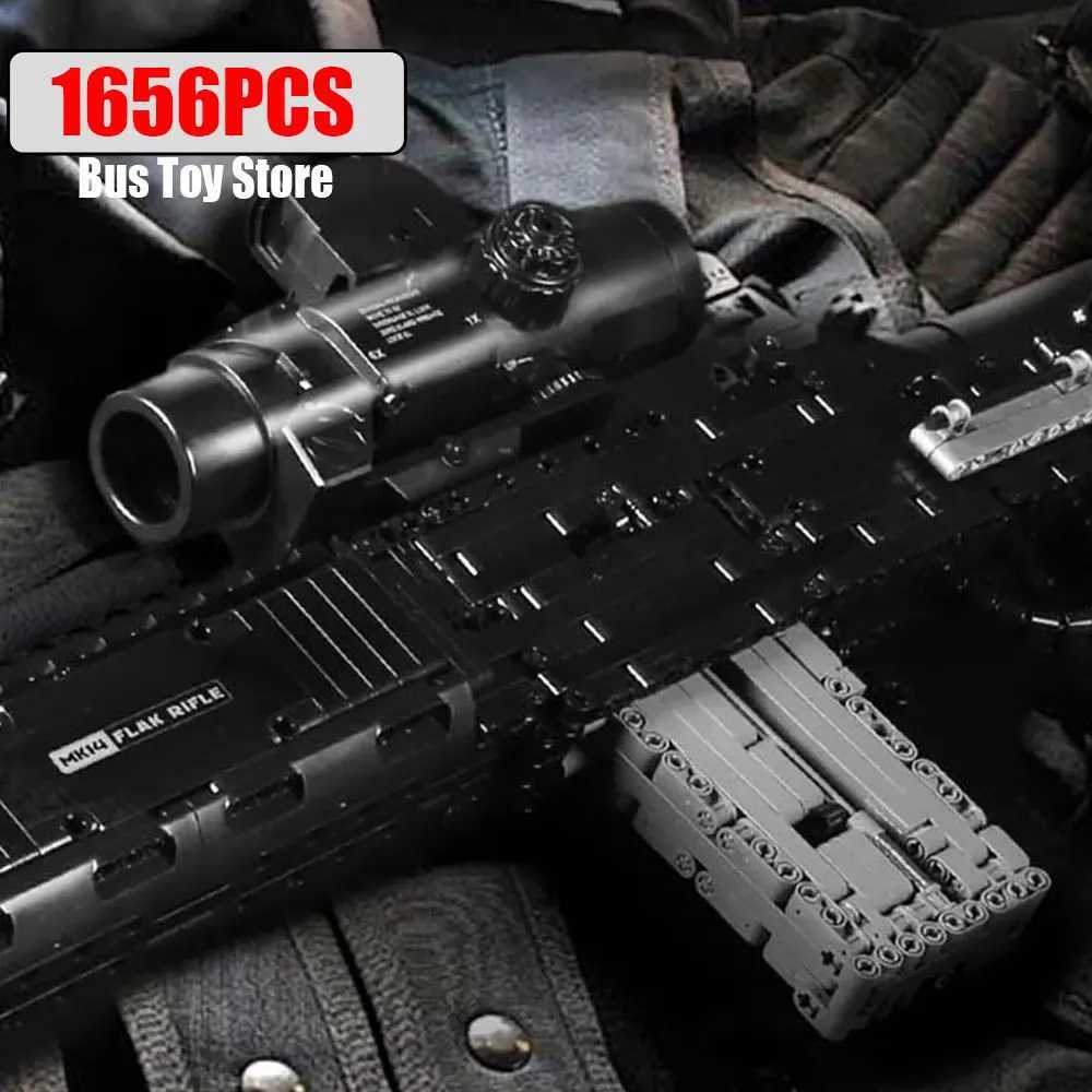 MOULD KING 14026 Ww2 Military Gun MK14 Battle Rifle Simulation Gun Model Building Blocks Weapon Bricks Toys Set for Kids Gifts G251122