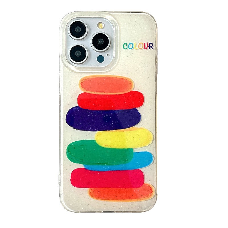 Colorful Graffiti Stacked Color Blocks Phone Case Compatible with iPhone 17 Pro Max New Creative Protective Case iPhone 16/15 Pro
