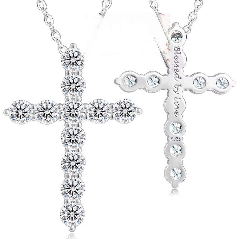 American Jesus Christian Religious Jewelry Pure Sier 14k White Gold Plated Straight Pull Cross Pendant Necklace for Women and Men