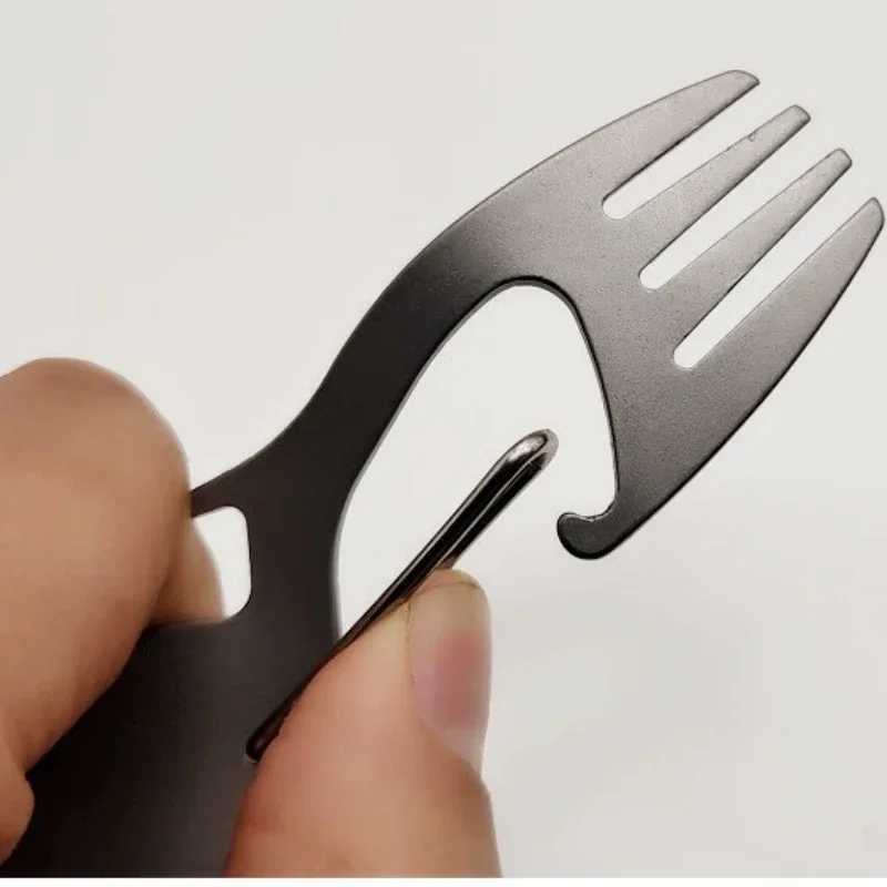 Multi functional pure titanium dualuse fork spoon light titanium alloy spoon outdoor camping tableware spoon 1PC J251121