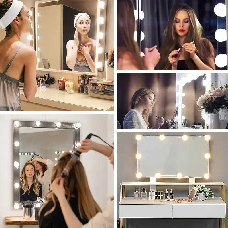 Mirror Vanity Lights Led Hollywood Style Makeup Mirror With Adjustable Bulbs for Bathroom Dressing Table Lighting LED Wall Lamp M251122