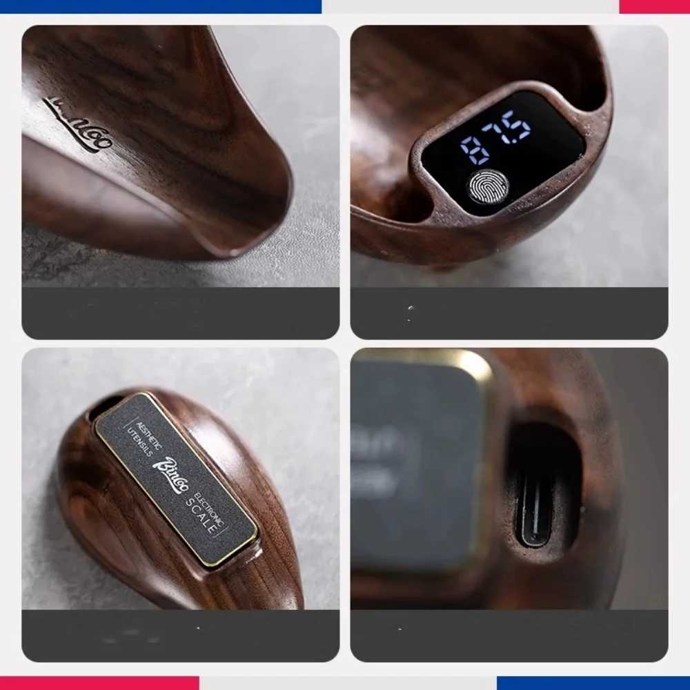 Wooden Walnut Color Tea Coffee Espresso Scale Weigh Digital Coffee Scale with Timer 01g 001oz Resolution 03 to 200g RechargeM251122