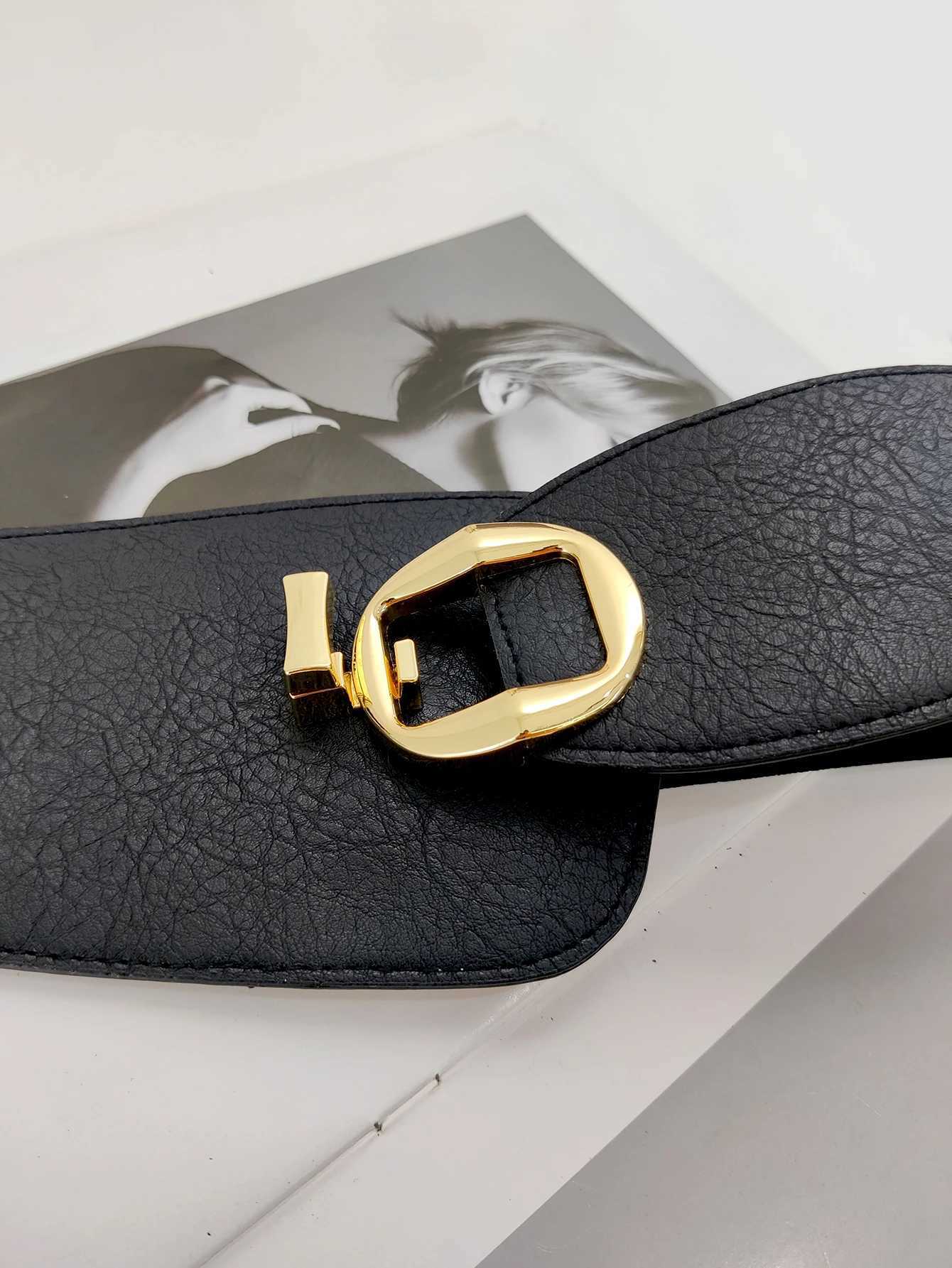 Plus Size Big Stretch Cummerbunds Y2K Waist Big Elastic Waistband Designer Belts For Women Rotate Buckle Dress Corset Brown J251122