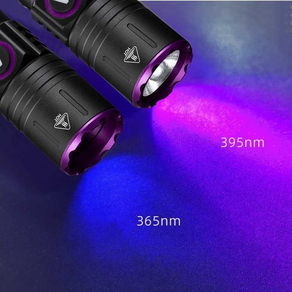 365/395nm UV Black light Flashlight Rechargeable Invisible Ink Marker Cat Dog Urine Tinea Ore Money Scorpion Fluorescence Lamp C251122