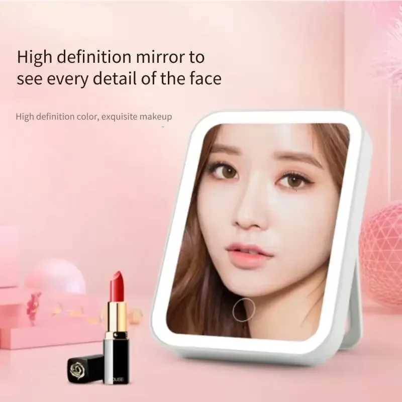 Makeup Mirror USB Rechargeable Portable Compact LED Vanity Mirror with Touch Screen Dimming Makeup Mirror M251122