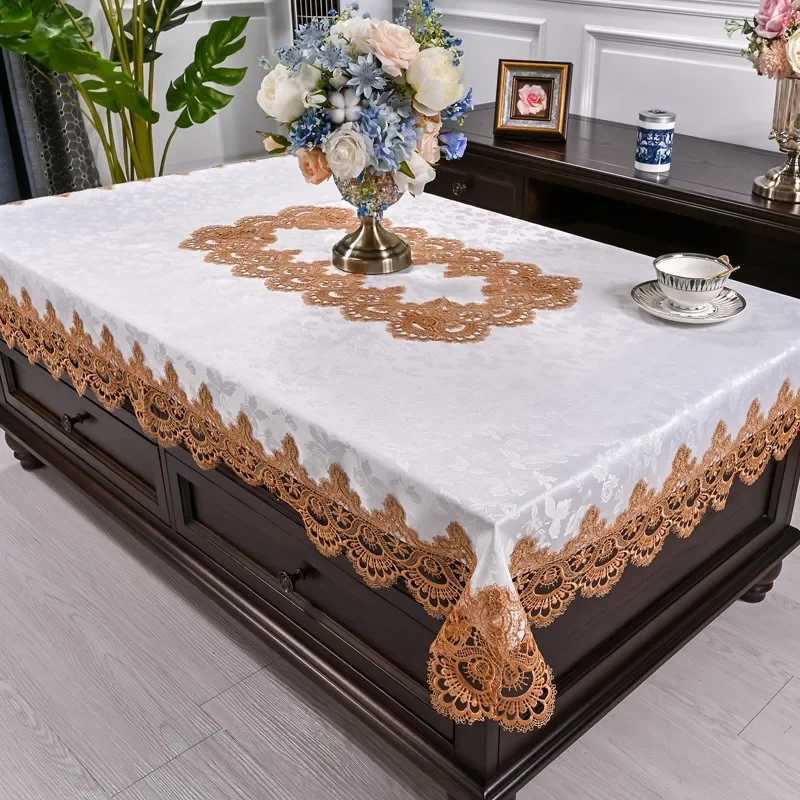 Table Cloth Rectangle White TableCloth Dining Table Cover Table Juppe Luxury Embroidered Lace Chair Cover Elegant Home Decor Wed C251122