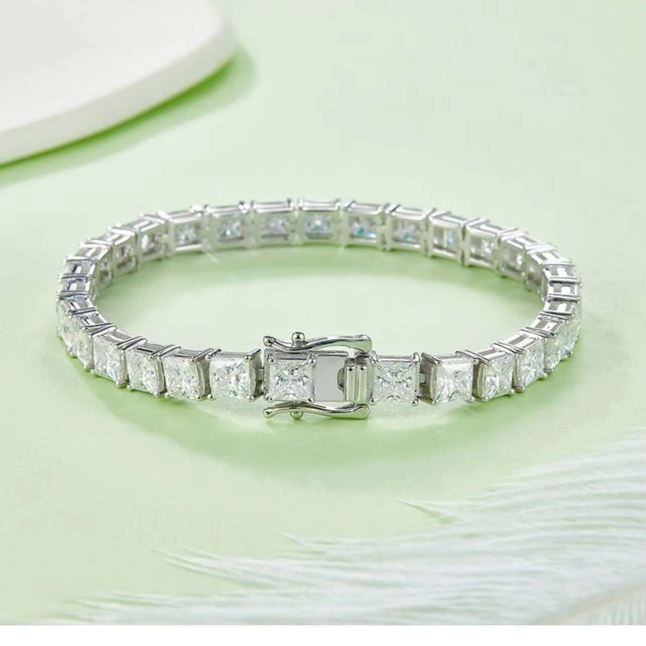 Trend Custom VVS 3.5ct Moissanite Diamond Platinum Plated Necklace Classic 925 Sterling Silver Tennis Chain Bracelet
