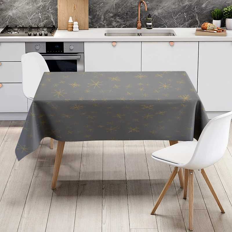 Modern Nordic Style Snowflake Printed Tablecloth for Dining Room Decoration Gray 150x240cm Large Size C251122