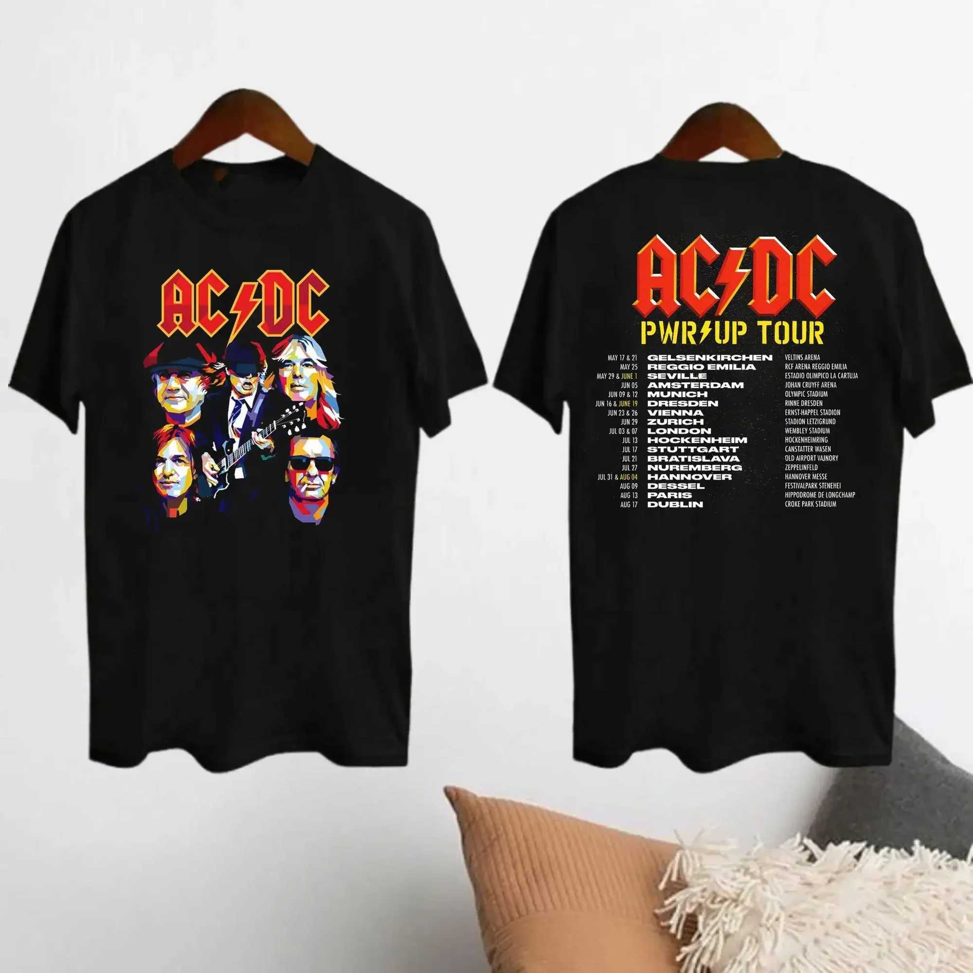 2024 AC-DC band rare vintage T-shirt for 51 years upcoming rock casual lyrics short sleeved unisex top tour PWRU cotton shirtT250421