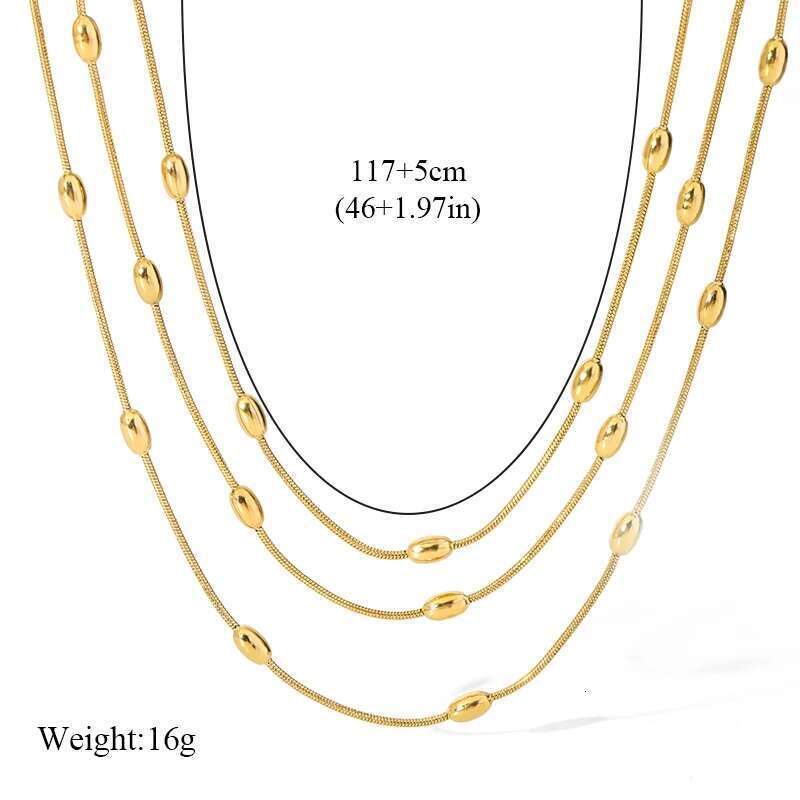 EILIECK 316L Stainless Steel Gold Color Multi-Layer Stacking Chain Necklace Bracelet Set For Women Fashion Waterproof Jewelry