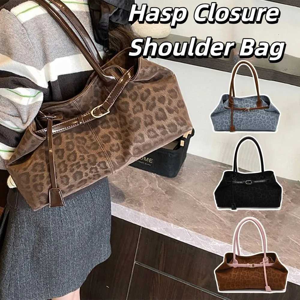 Korean Style Hasp Closure Shoulder Bag Solid Color Tote Bag Leopard Print Handbag Large Capacity PU Leather Underarm PacksT251122