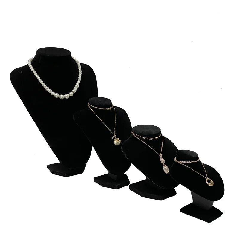 Black Velvet Jewelry Display Stand for Necklaces Pendants Earrings Ring Holder Mannequin Bust 251118