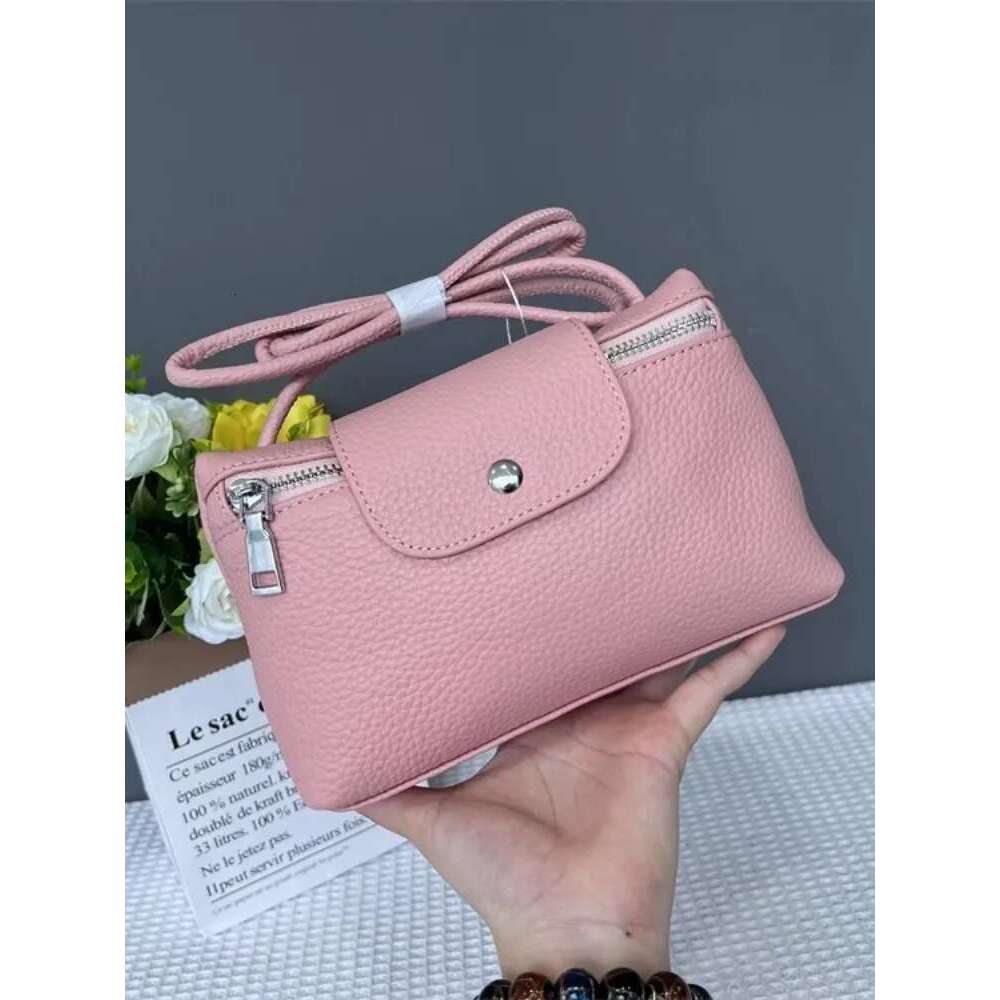 Casual Women Small Box Bags Solid Color Single Shoulder Zipper Genuine Leather Versatile Fashion Ladies Messenger Bag Bag