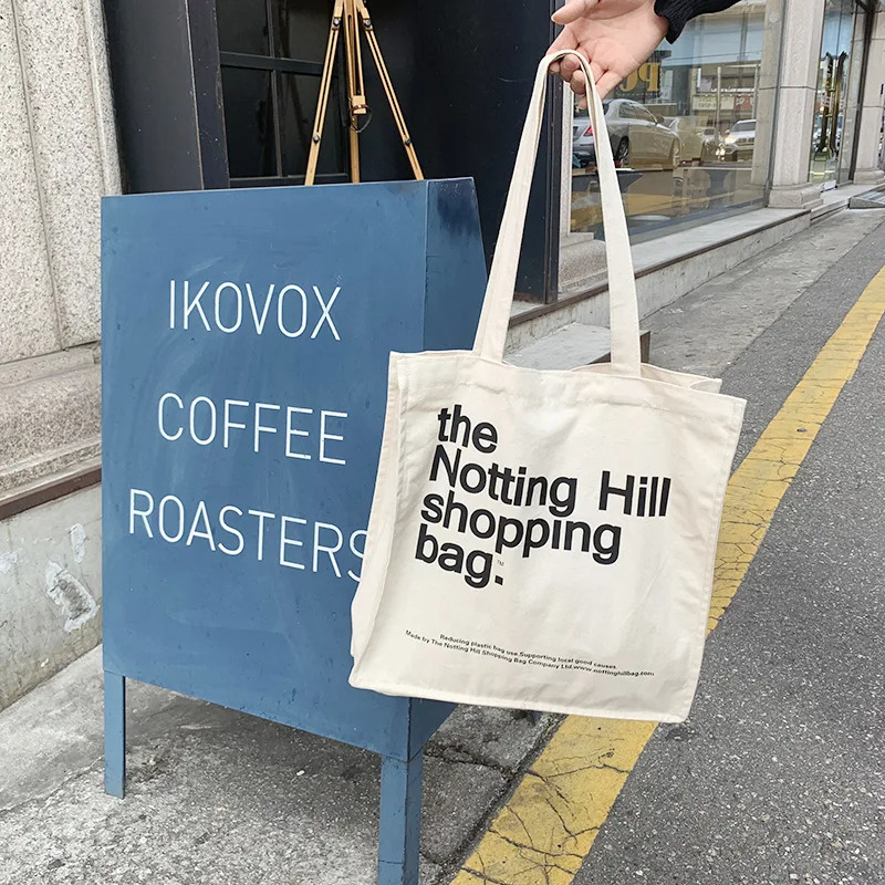 Womens canvas shopping bag London store book handbag womens cotton canvas shoulder bag reusable shopping bag 250418