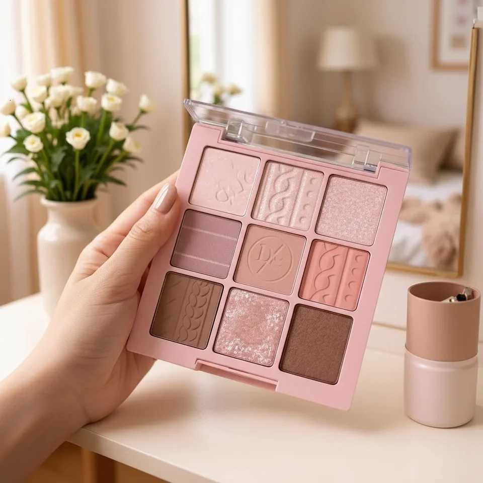 MUGELEEN 9-Color Eyeshadow Palette Explosive Shine Pearlescent Pink Series Essential for Daily Party Looks Highly PigmenteT251122