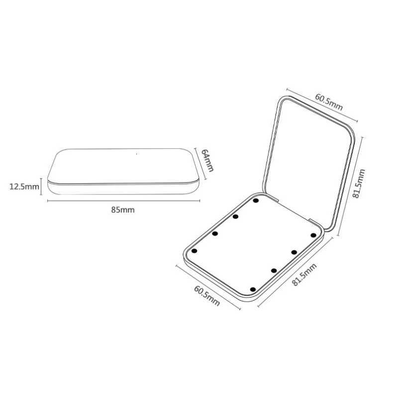 Compact Folding Mirror Portable Mini LED Makeup Mirror With 8 LED 2x Magnification Button Battery Powered M251122