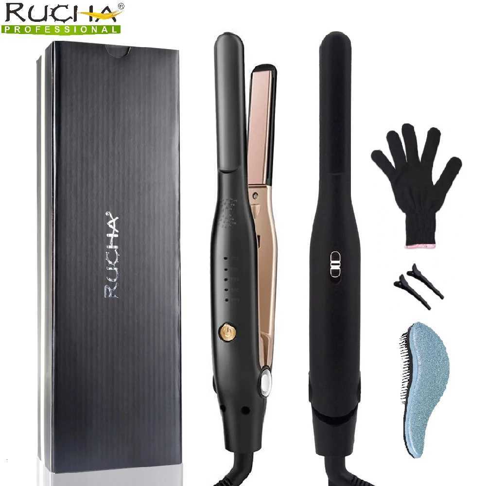 Mini Hair Straightener Small Flat Iron for Short Hair and Pixie Cut Dual Voltage Beard Thin Pencil Flat Iron Titanium TravelT251122
