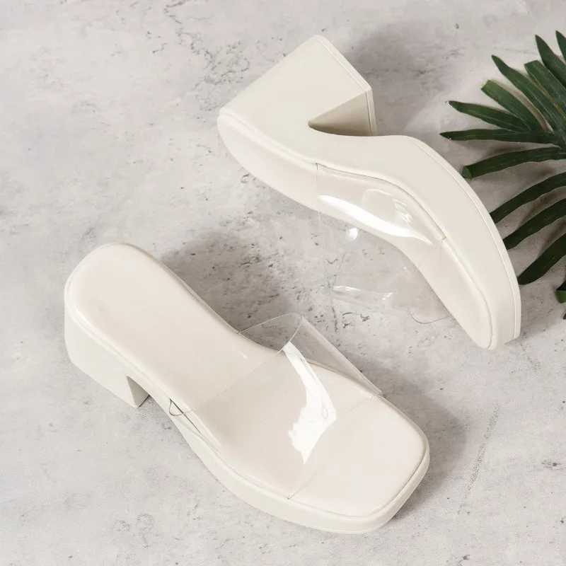 New Design Summer Womens Pump Sandals PVC Jelly Slippers Open Toe High Heels Womens Transparent Slippers M250422