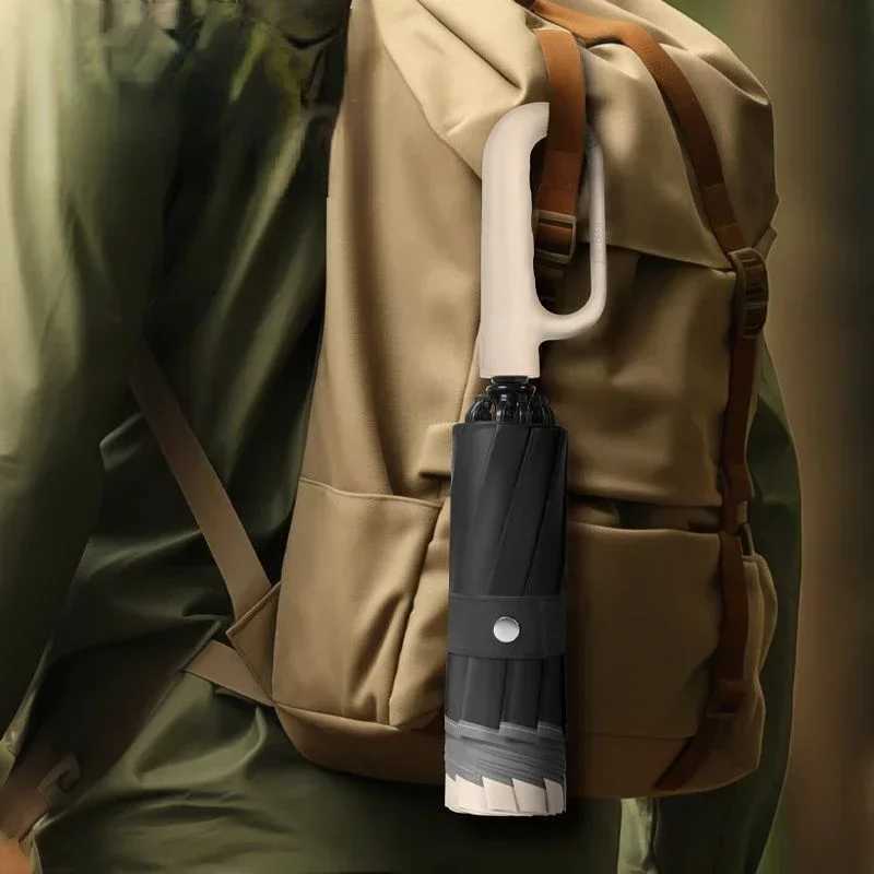 60K Buckle Men Women Umbrella Fully Automatic Reverse Folding Umbrella with Windproof Reflective Stripe UV UmbrellasM251122