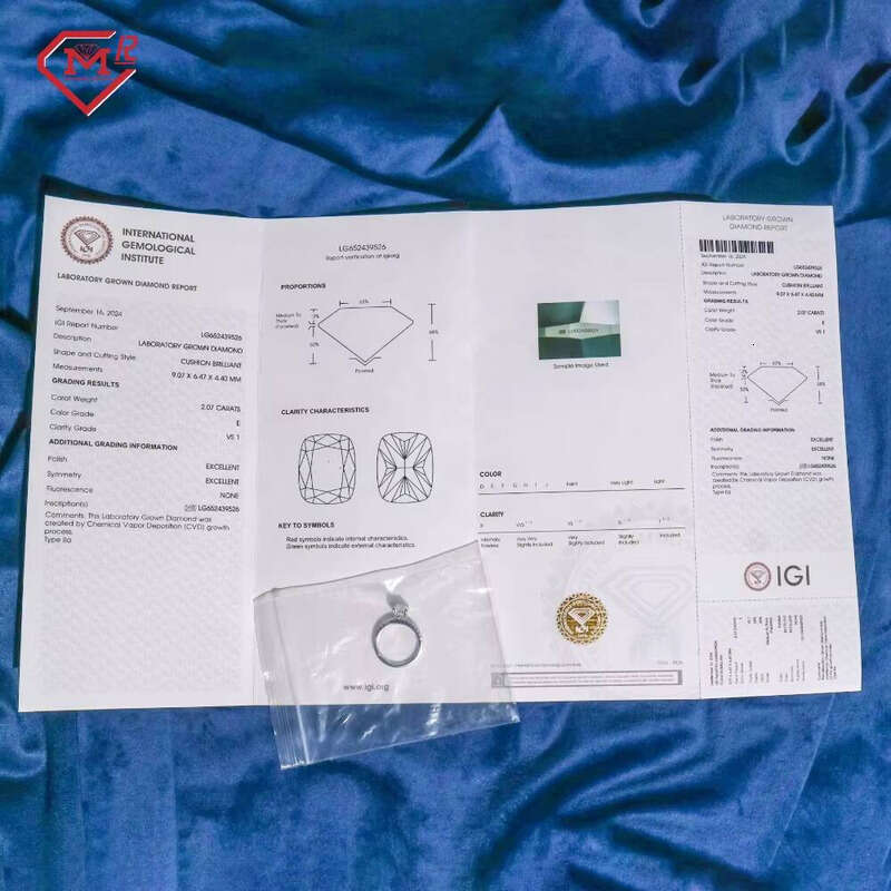 IGI Certified Genuine E/VS1 Silver Cushion Cut Engagement Lab Grown Diamond Ring