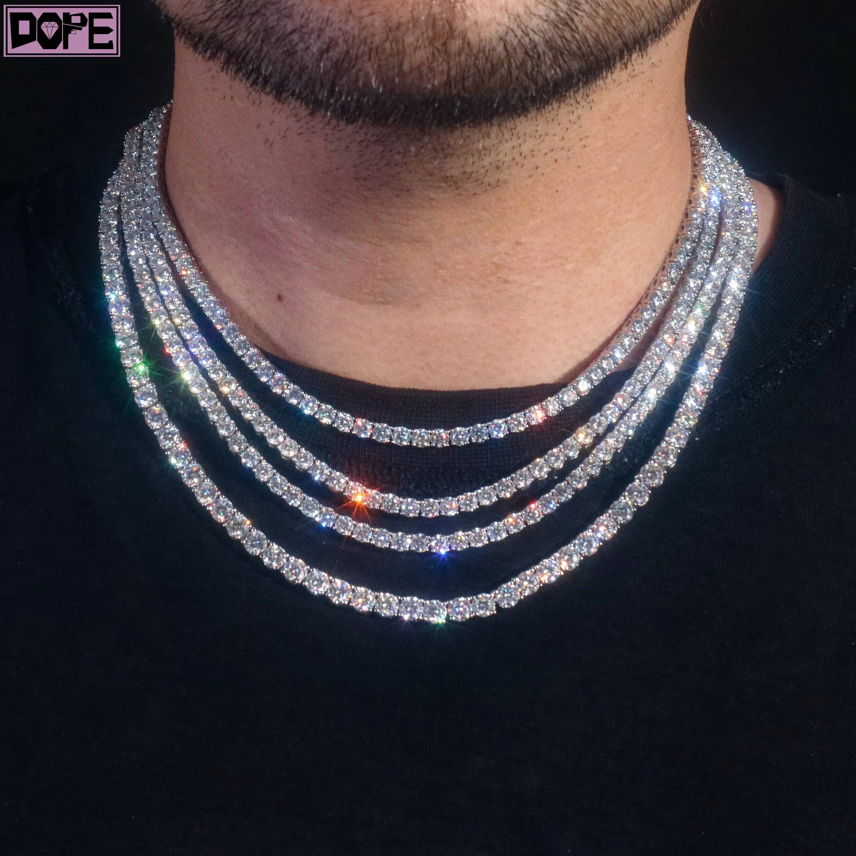 Wholesale 3mm to 6mm Tennis Bracelet Tennis Chain 925 Silver D Grade VVS Moissanite Tennis Chain