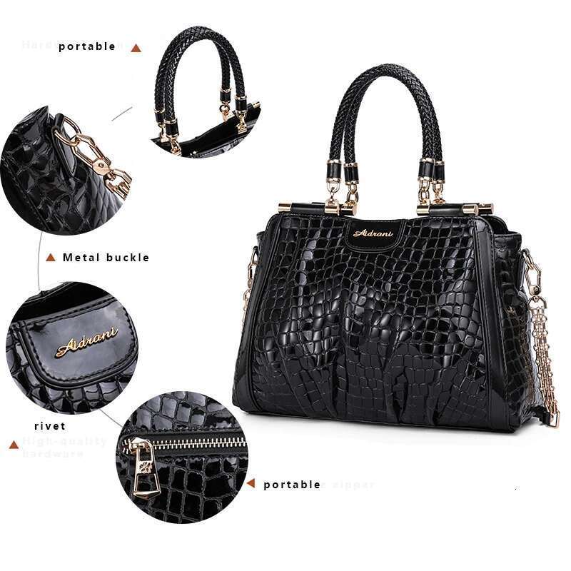 Crocodile Print Top Handle Bag Real Casual Tote Elegant Women Handbags Purses Genuine Leather Bag