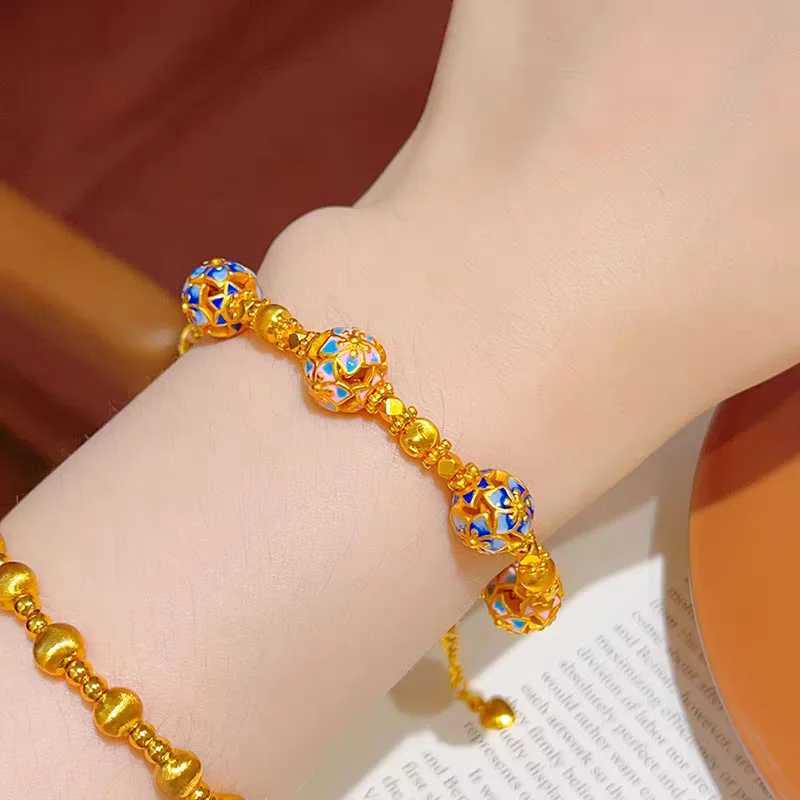 AU999 Bauhinia Lucky Bead Bracelet Womens 24K Gold - Anti-deform gold durable band bead carries es J251122