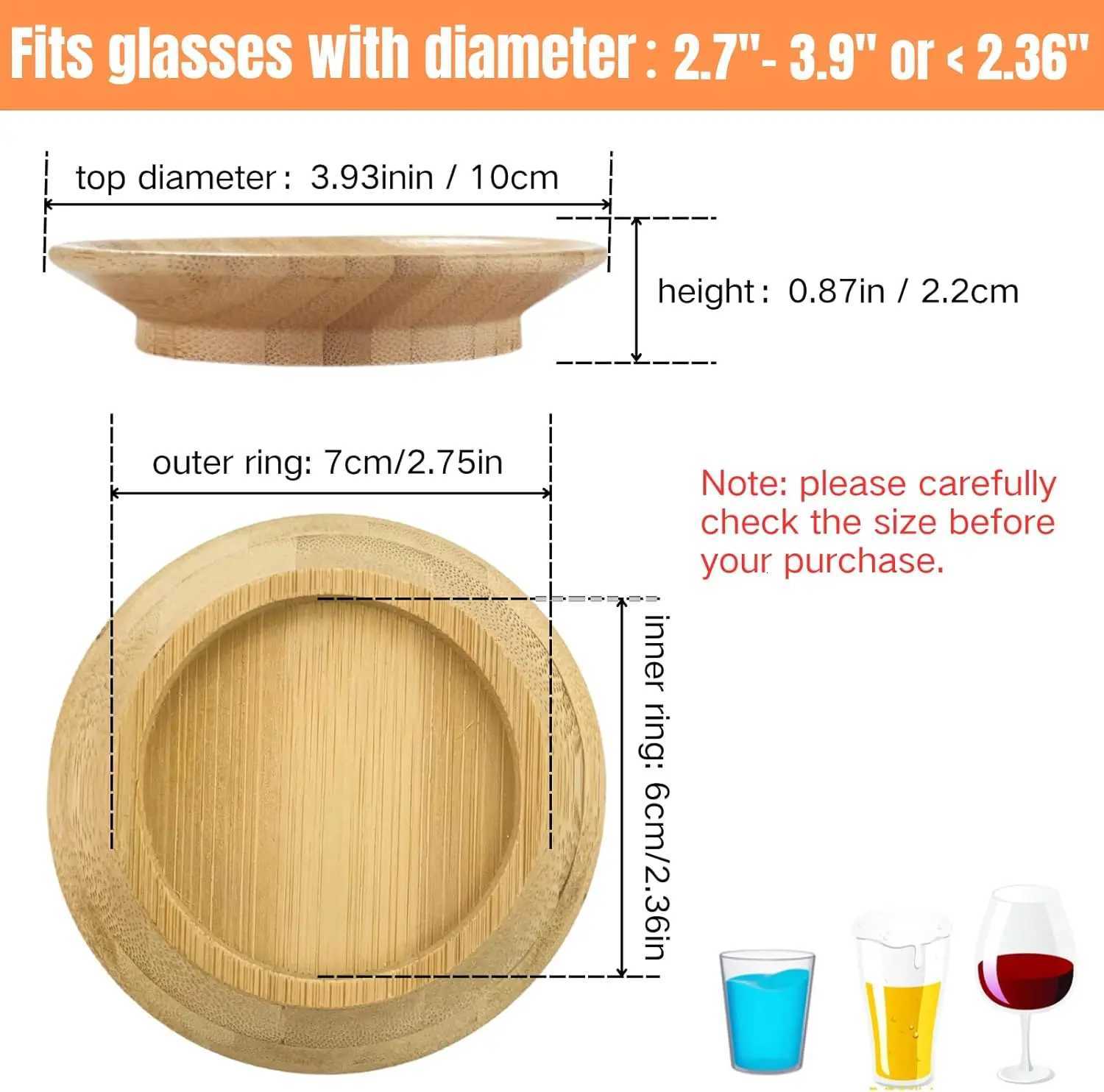 Wine Glass Charcuterie Topper Bamboo Wine Glass Cover Coasters Plate Drinking Glass Covers Wood Glass Toppers for Family Party C251122