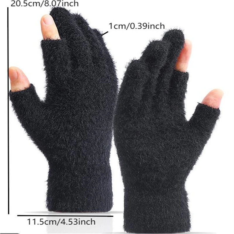 Winter Warmth Fingerless Gloves Mink Fur Knitted Sliding Screen Outdoors Coldproof Mittens for Men and Women 251114