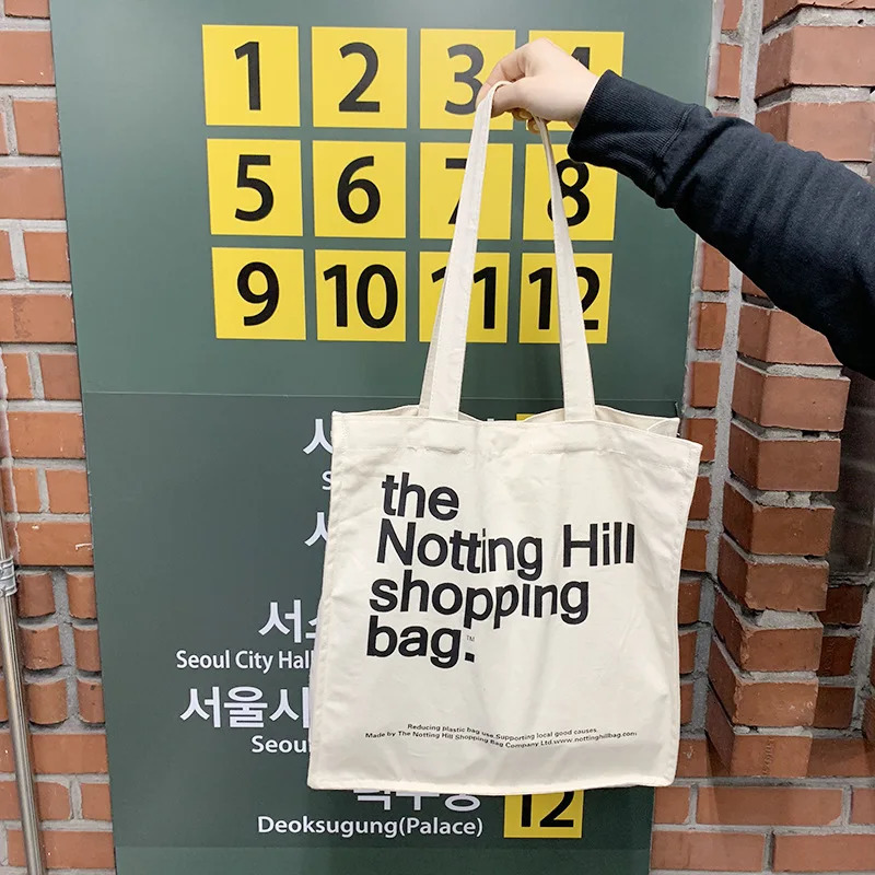 Womens canvas shopping bag London store book handbag womens cotton canvas shoulder bag reusable shopping bag 250418