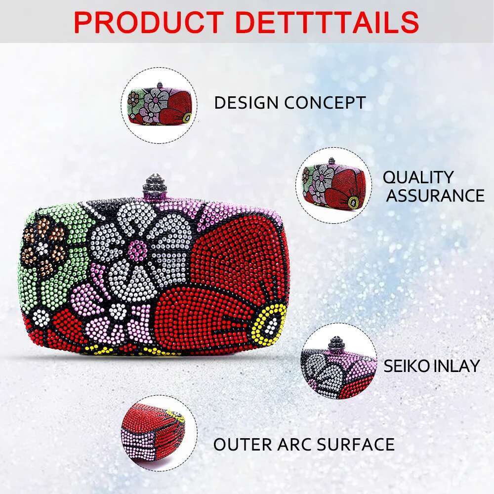 Italy's latest design elegant ladies wedding party dinner gift crystal multi-colored evening clutch b designer bag women bag