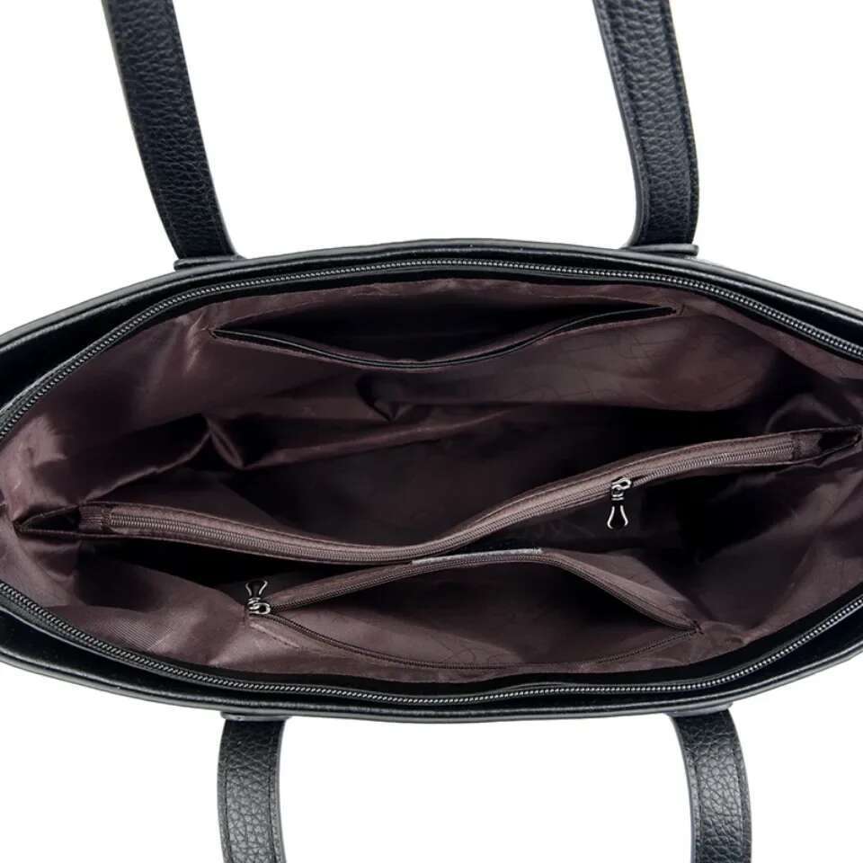 Women's Soft Leather Shoulder Designer Handbag Ladies Solid Color Casual Large Tote Bag Messenger Commuter Sac A Main